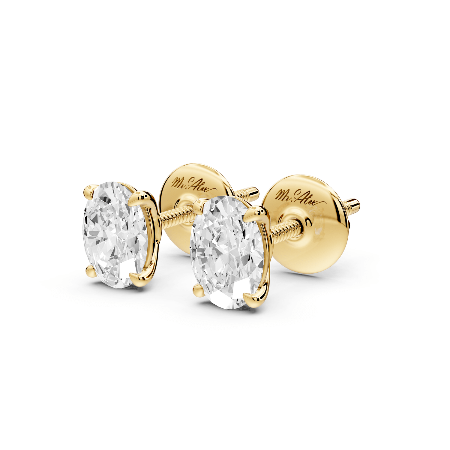 Este - 1ct 14k yellow gold Oval - Cut Diamond Stud Earrings - Mr. Alex Jewelry