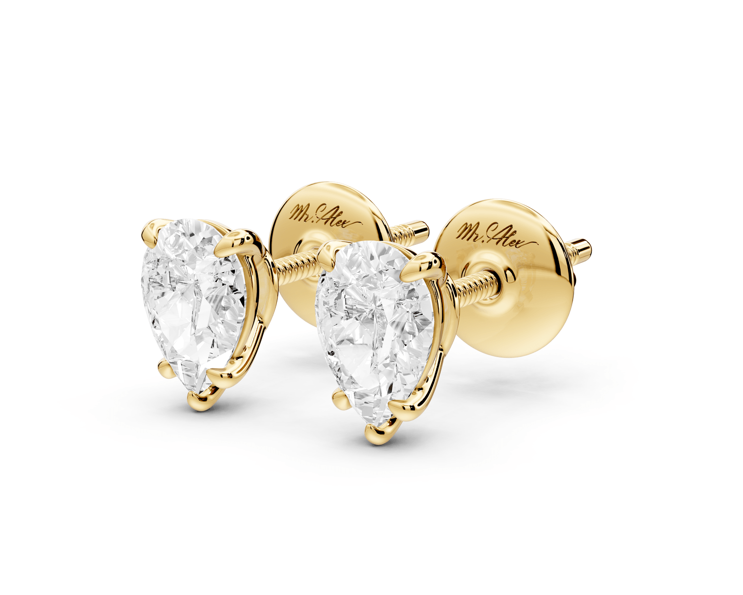 Este - 1ct 14k yellow gold Pear - Cut Diamond Stud Earrings - Mr. Alex Jewelry