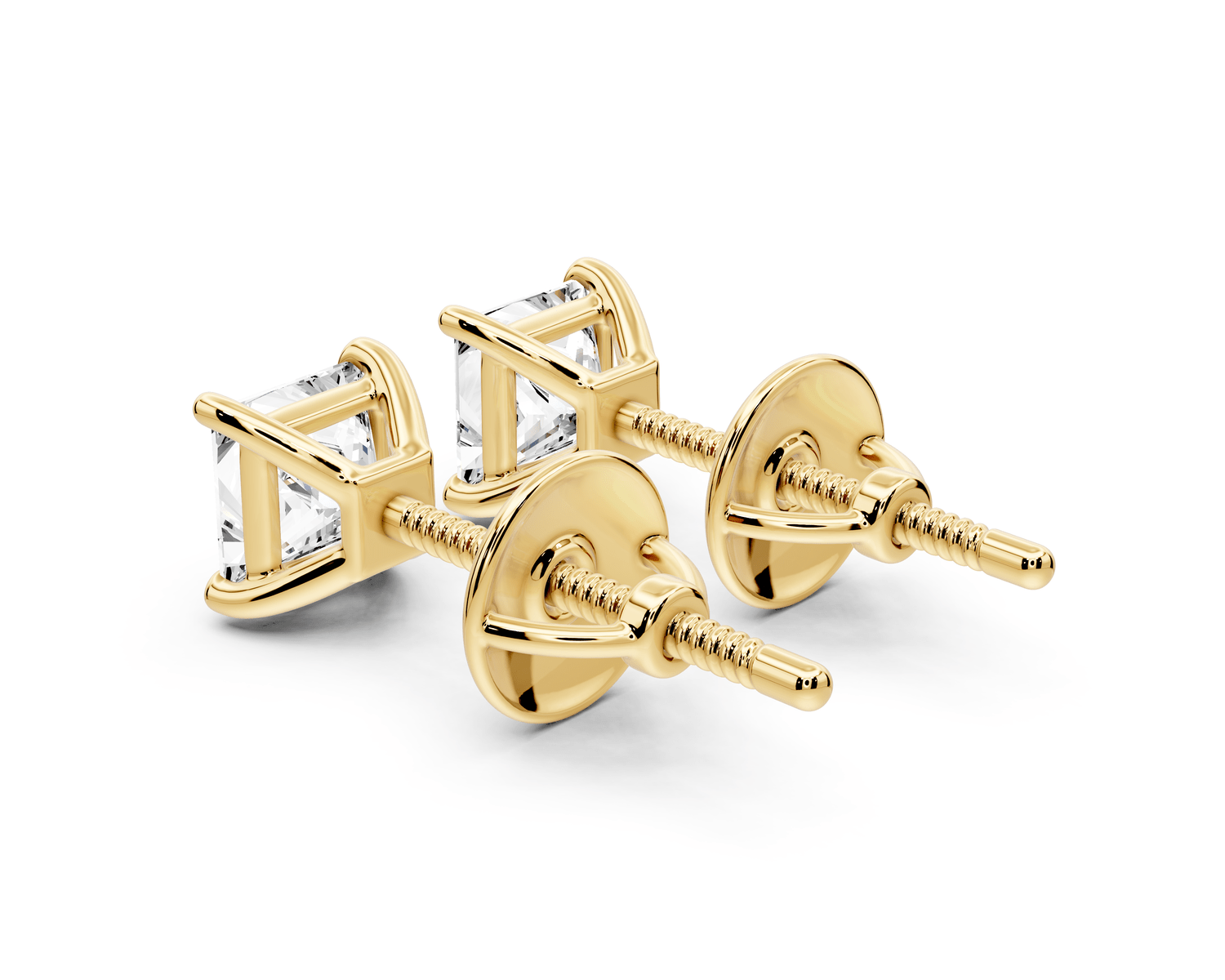 Este - 1ct 14k yellow gold Princess - Cut Diamond Stud Earrings - Mr. Alex Jewelry