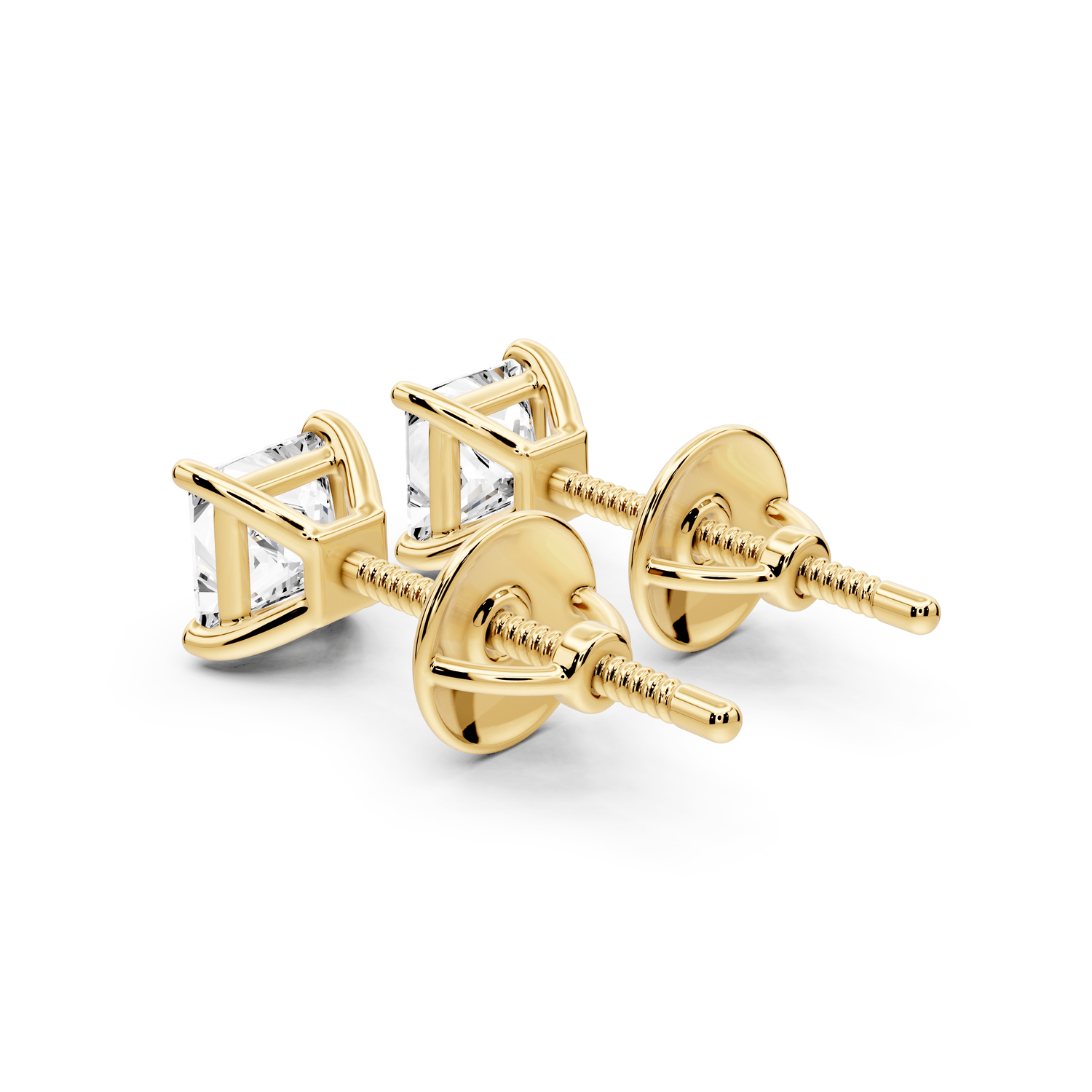 Este - 1ct 14k yellow gold Princess - Cut Diamond Stud Earrings - Mr. Alex Jewelry