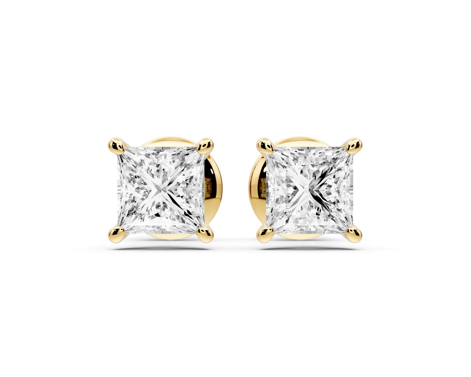 Este - 1ct 14k yellow gold Princess - Cut Diamond Stud Earrings - Mr. Alex Jewelry