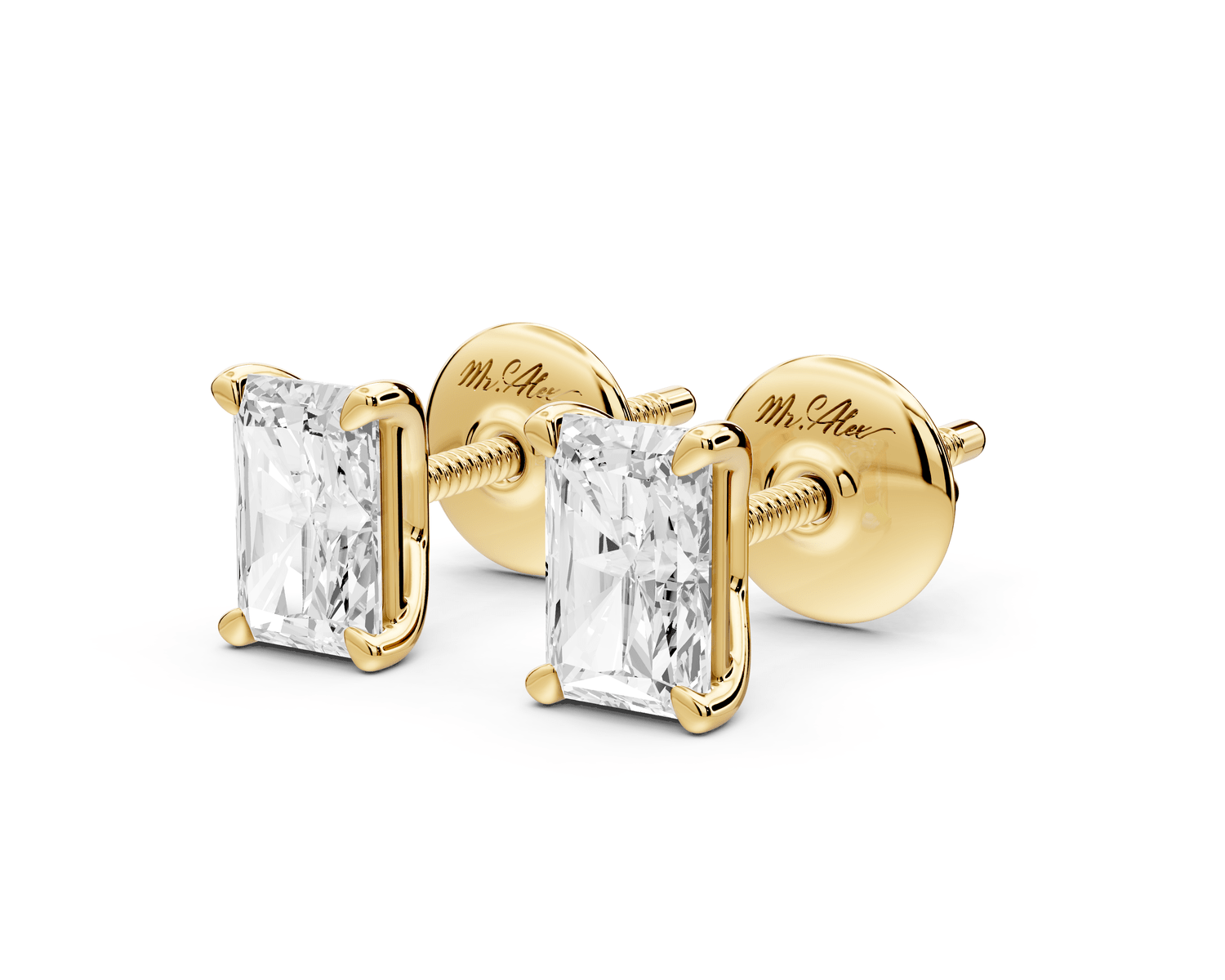 Este - 1ct 14k yellow gold Radiant - Cut Diamond Stud Earrings - Mr. Alex Jewelry