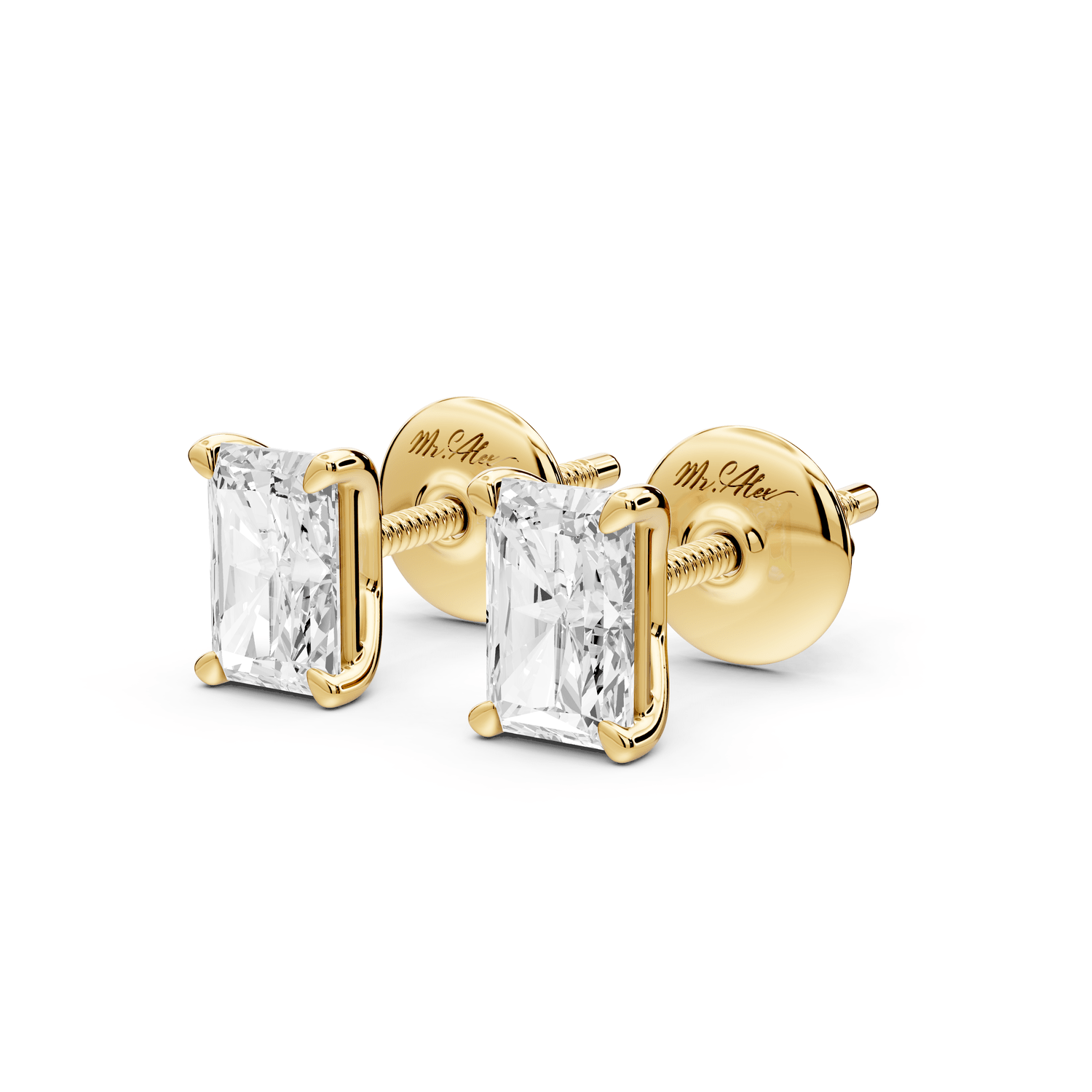 Este - 1ct 14k yellow gold Radiant - Cut Diamond Stud Earrings - Mr. Alex Jewelry