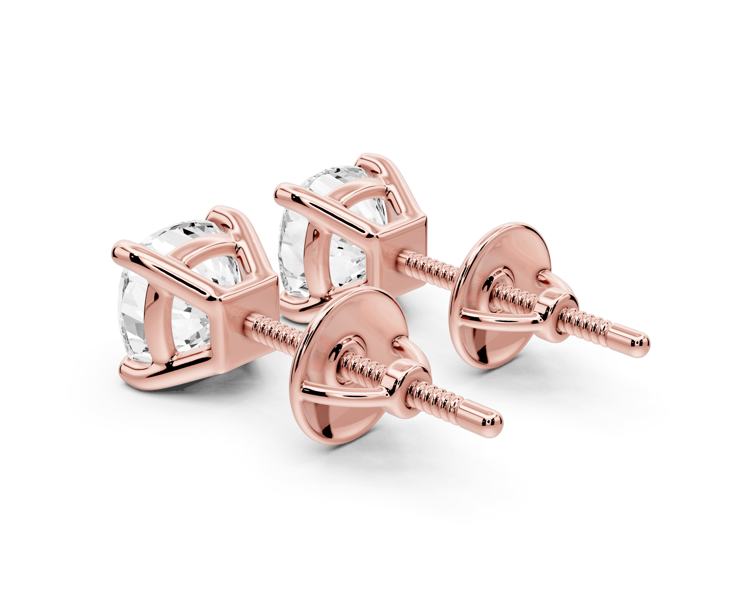 Este - 2ct 14k rose gold Cushion - Cut Diamond Stud Earrings - Mr. Alex Jewelry