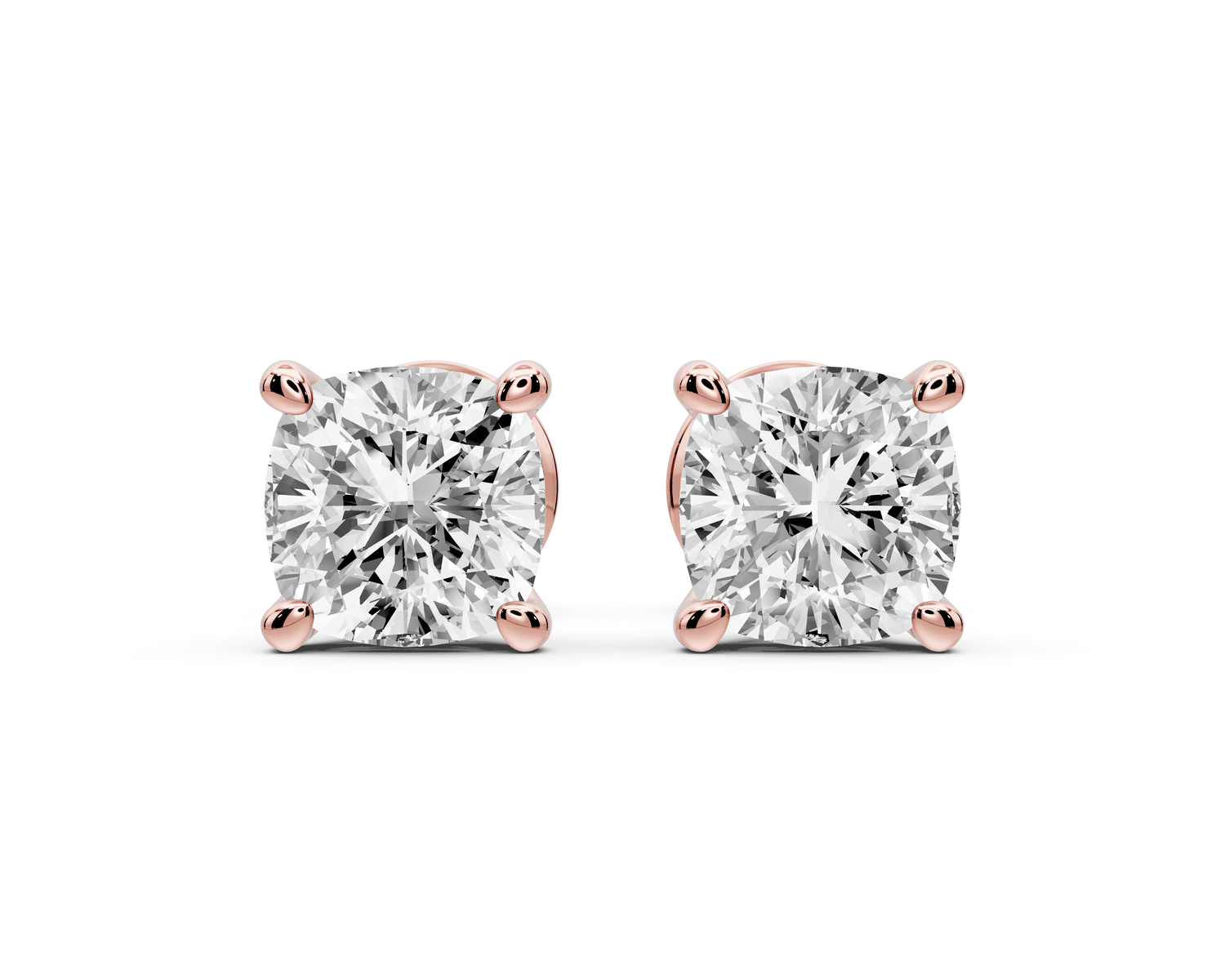Este - 2ct 14k rose gold Cushion - Cut Diamond Stud Earrings - Mr. Alex Jewelry