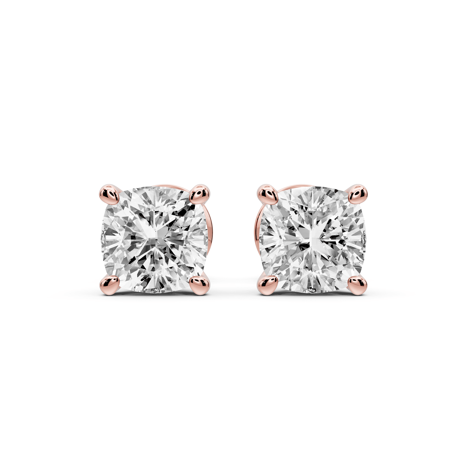 Este - 2ct 14k rose gold Cushion - Cut Diamond Stud Earrings - Mr. Alex Jewelry