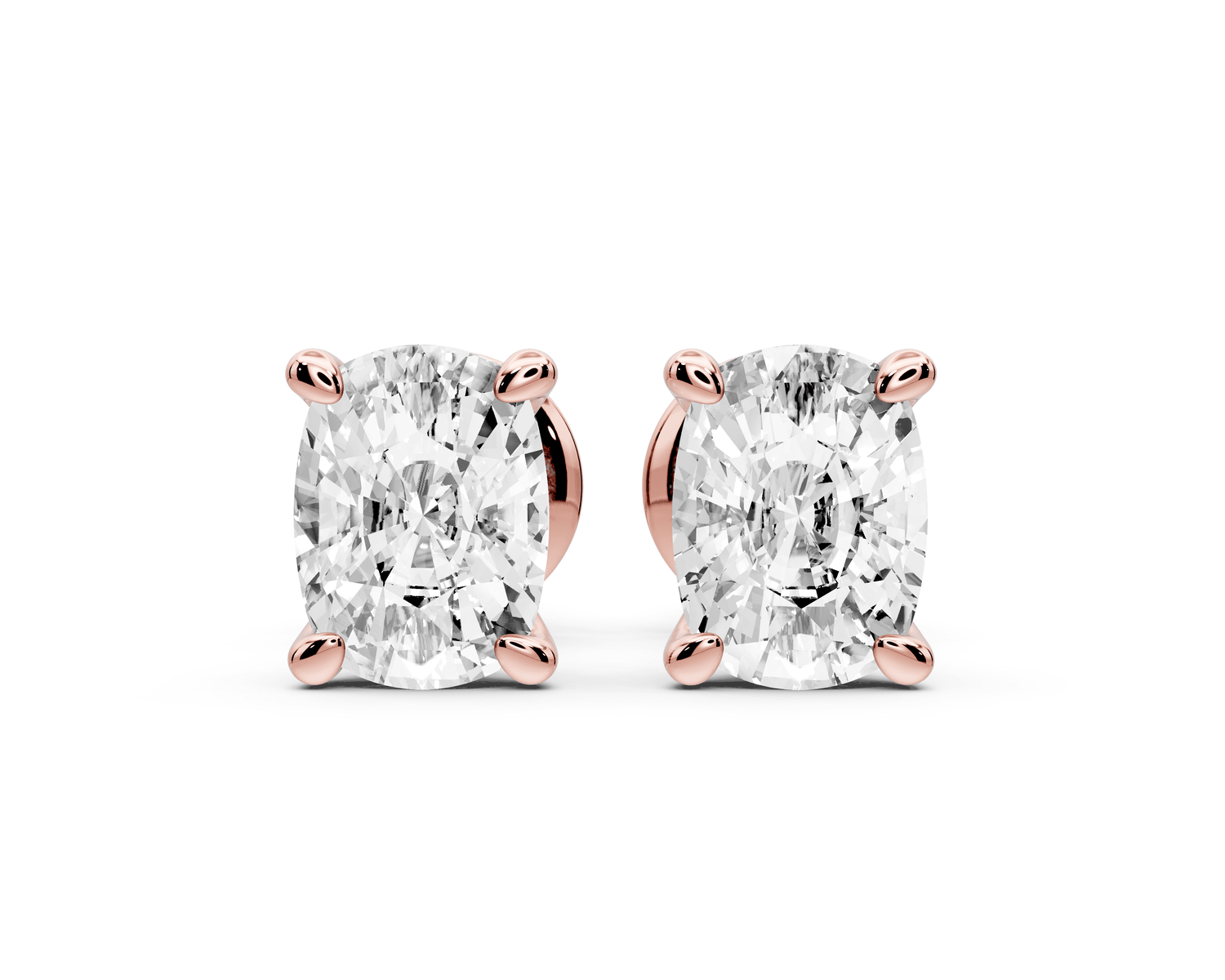 Este - 2ct 14k rose gold Elgcushion - Cut Diamond Stud Earrings - Mr. Alex Jewelry