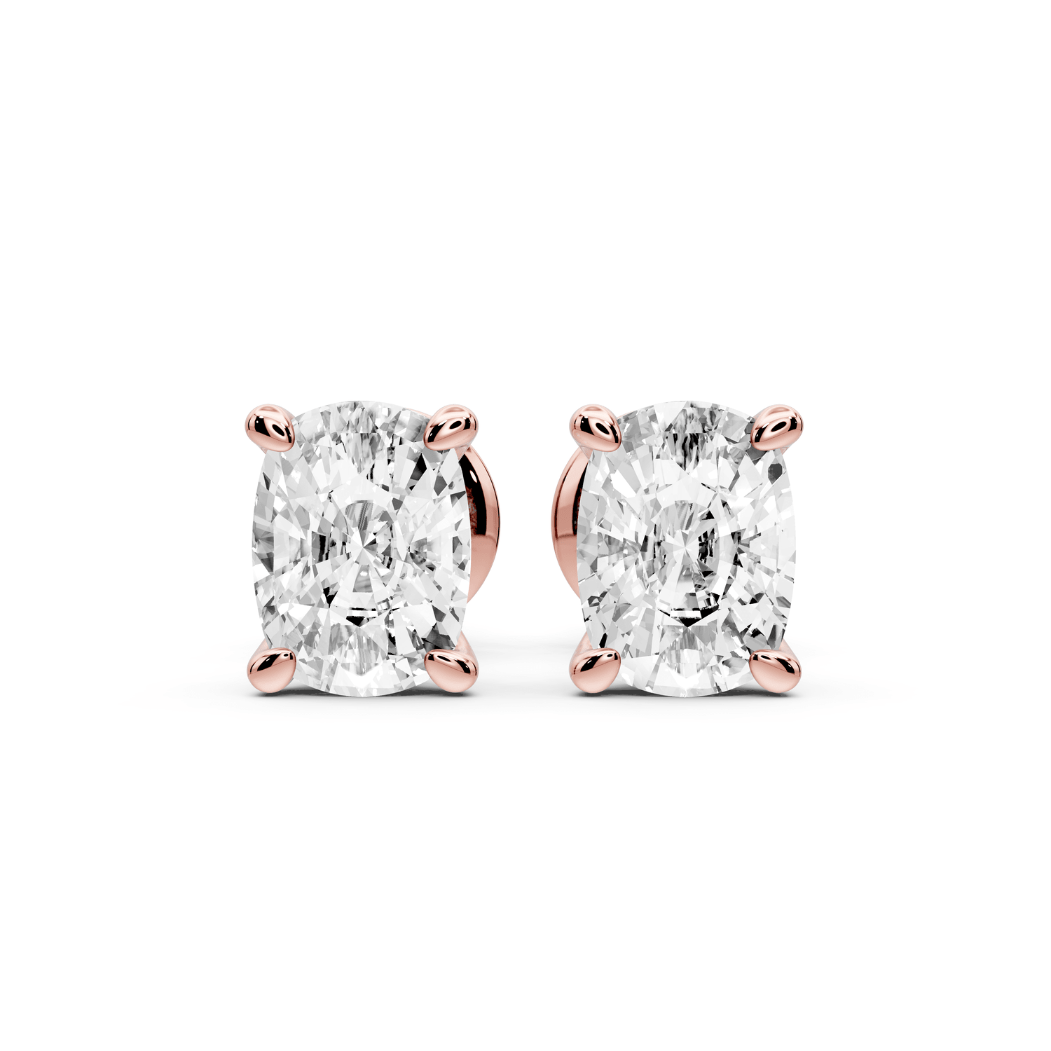 Este - 2ct 14k rose gold Elgcushion - Cut Diamond Stud Earrings - Mr. Alex Jewelry