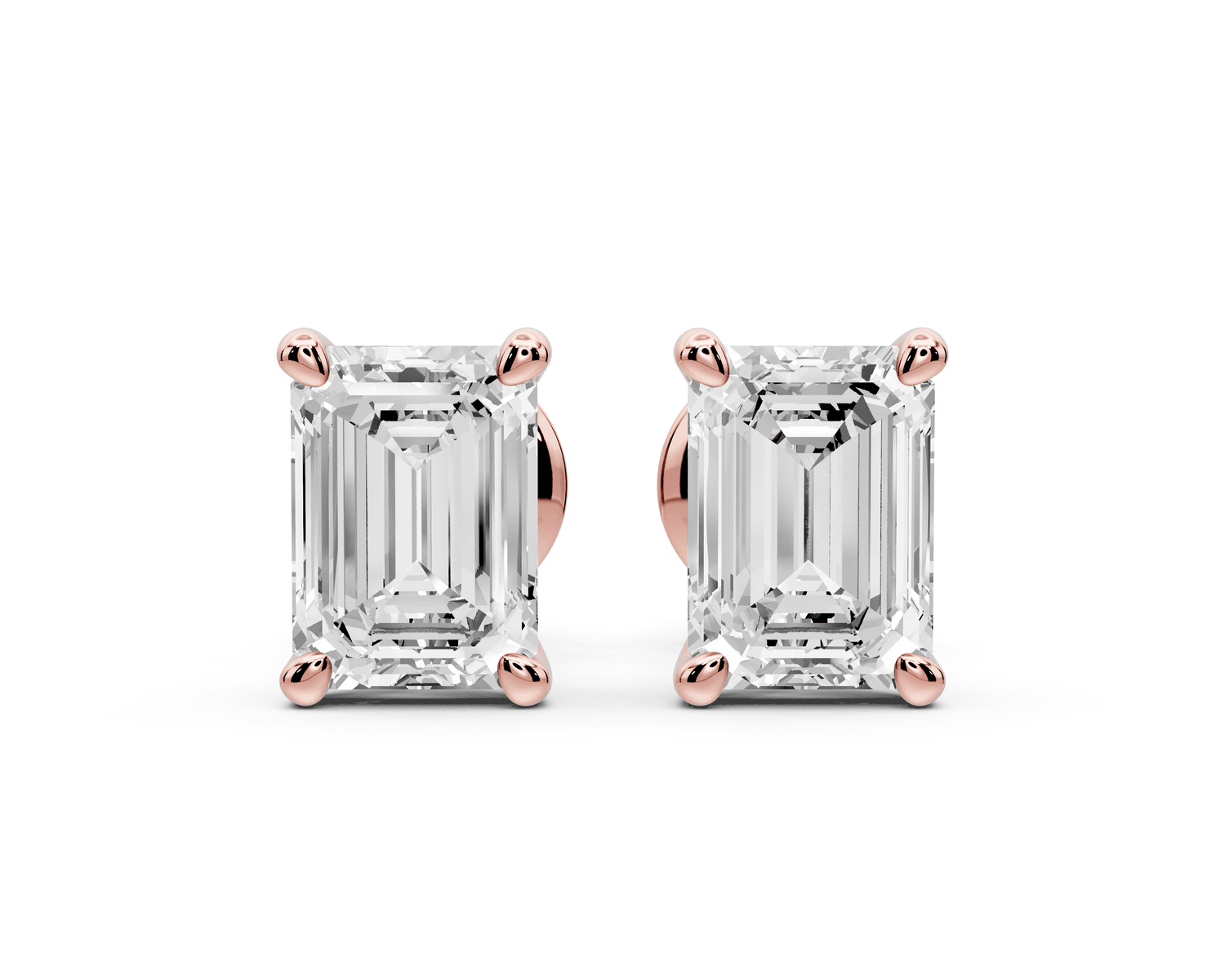 Este - 2ct 14k rose gold Emerald - Cut Diamond Stud Earrings - Mr. Alex Jewelry
