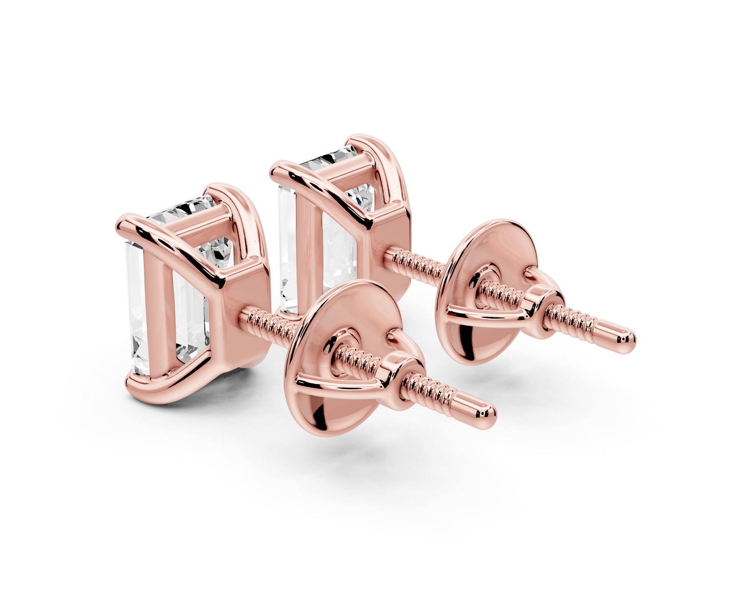 Este - 2ct 14k rose gold Emerald - Cut Diamond Stud Earrings - Mr. Alex Jewelry