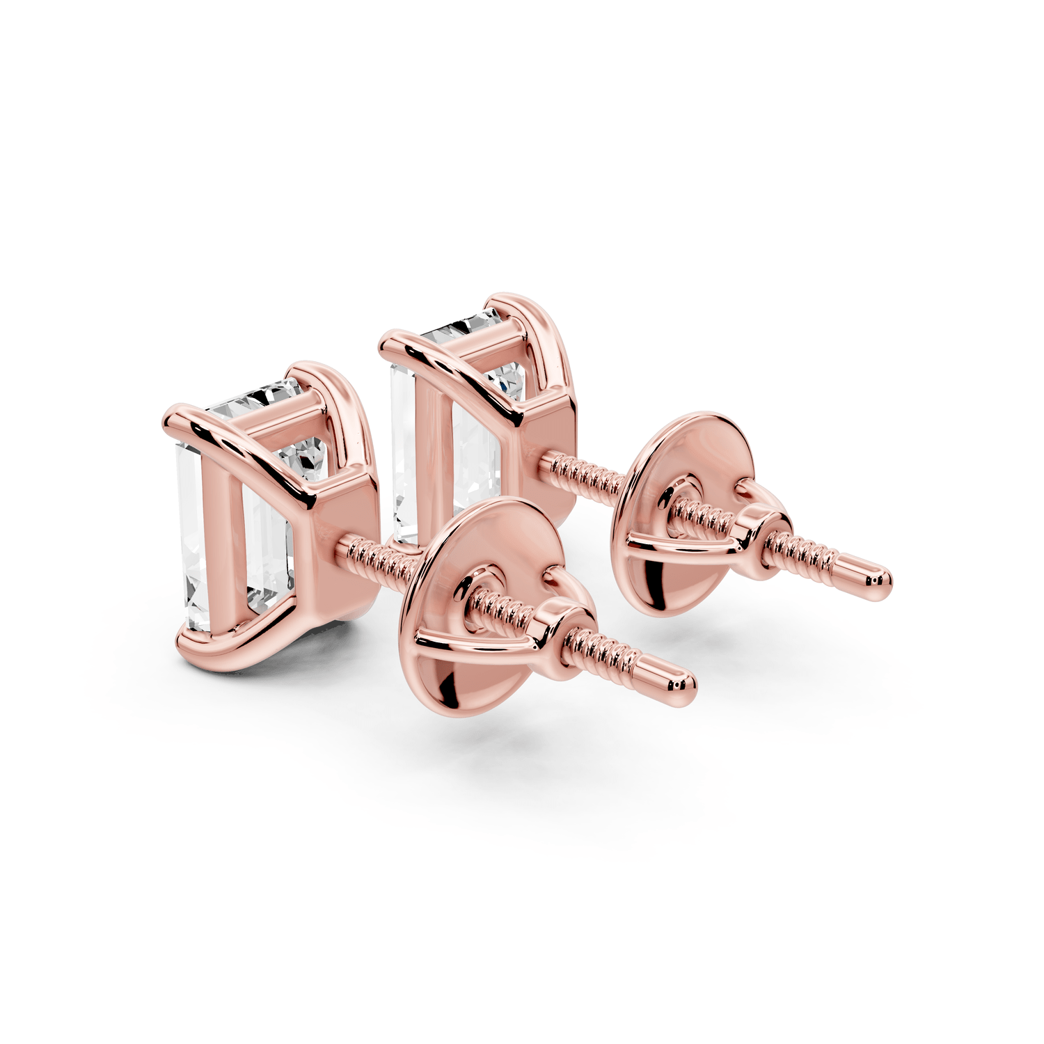 Este - 2ct 14k rose gold Emerald - Cut Diamond Stud Earrings - Mr. Alex Jewelry