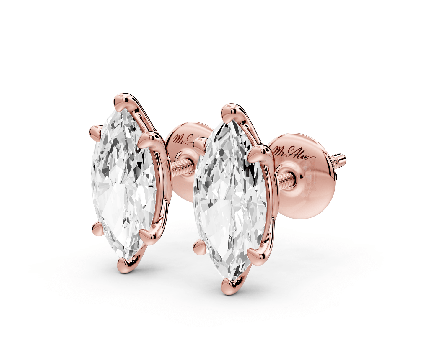 Este - 2ct 14k rose gold Marquise - Cut Diamond Stud Earrings - Mr. Alex Jewelry