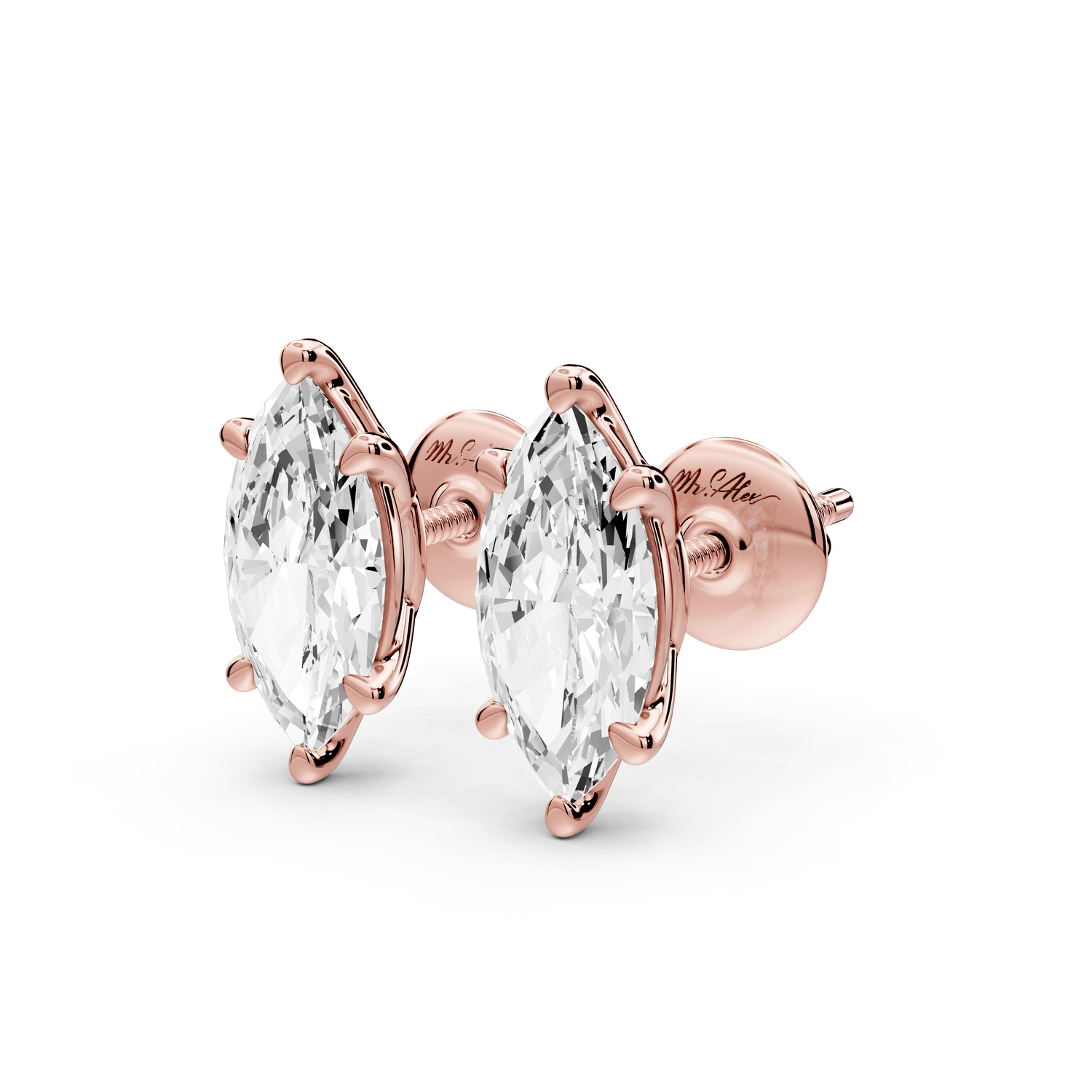 Este - 2ct 14k rose gold Marquise - Cut Diamond Stud Earrings - Mr. Alex Jewelry
