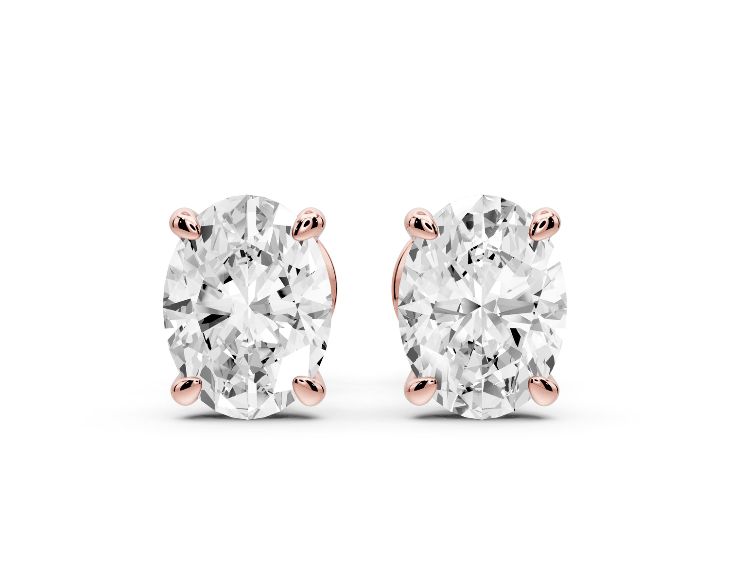 Este - 2ct 14k rose gold Oval - Cut Diamond Stud Earrings - Mr. Alex Jewelry