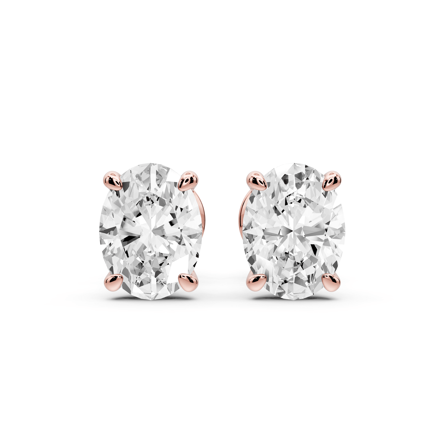 Este - 2ct 14k rose gold Oval - Cut Diamond Stud Earrings - Mr. Alex Jewelry