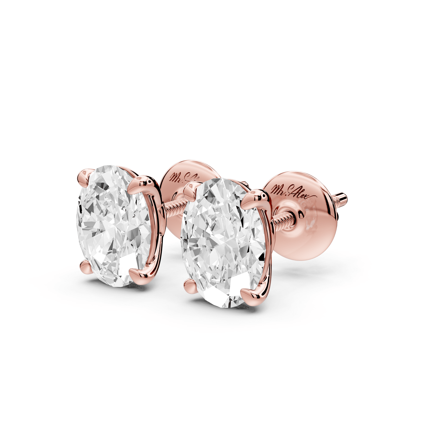 Este - 2ct 14k rose gold Oval - Cut Diamond Stud Earrings - Mr. Alex Jewelry