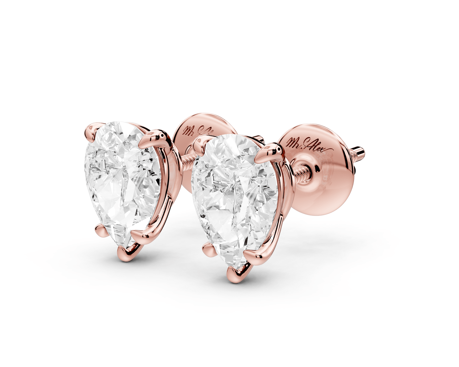 Este - 2ct 14k rose gold Pear - Cut Diamond Stud Earrings - Mr. Alex Jewelry