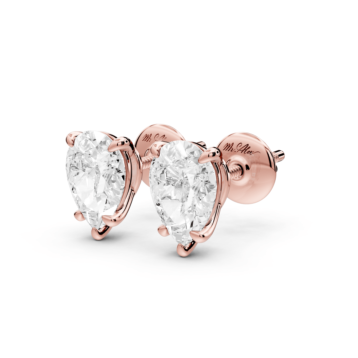 Este - 2ct 14k rose gold Pear - Cut Diamond Stud Earrings - Mr. Alex Jewelry