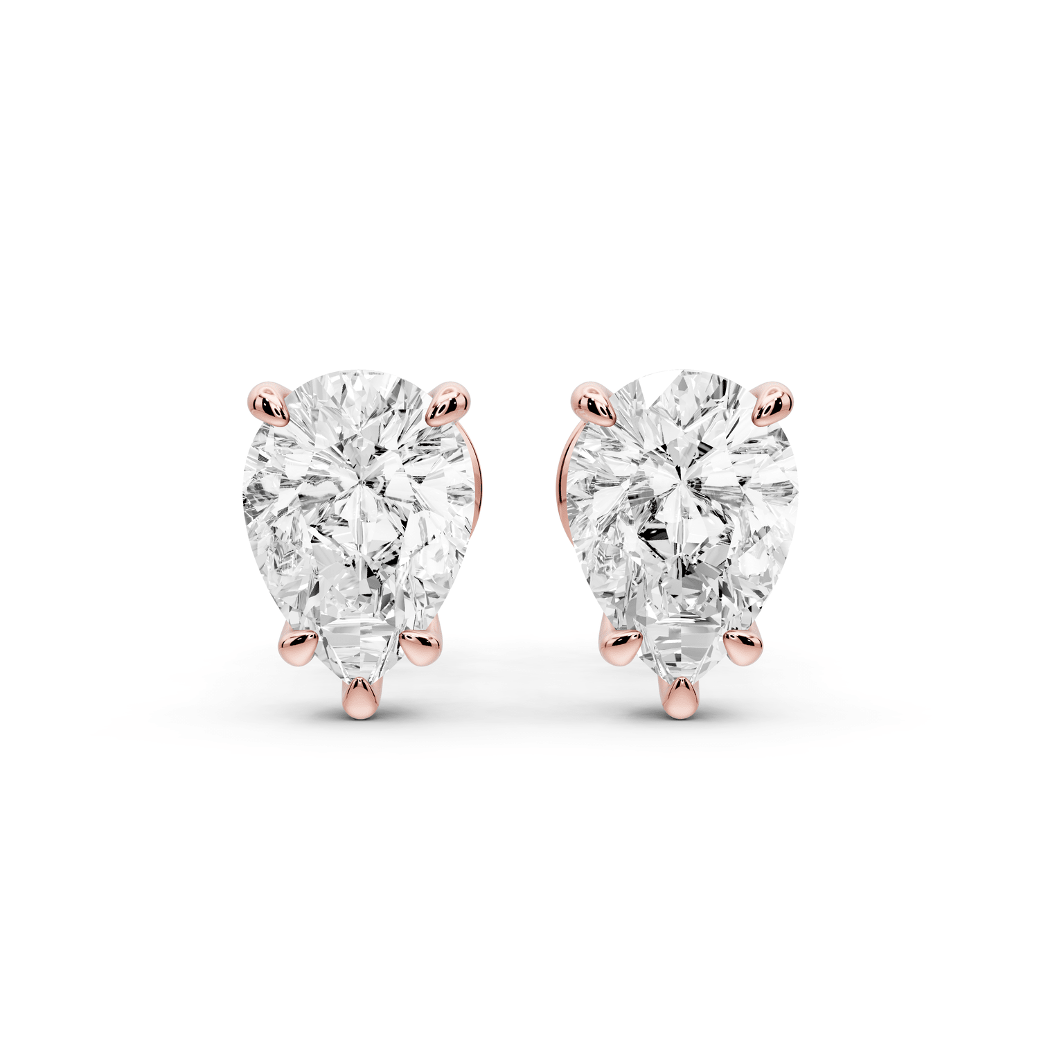 Este - 2ct 14k rose gold Pear - Cut Diamond Stud Earrings - Mr. Alex Jewelry