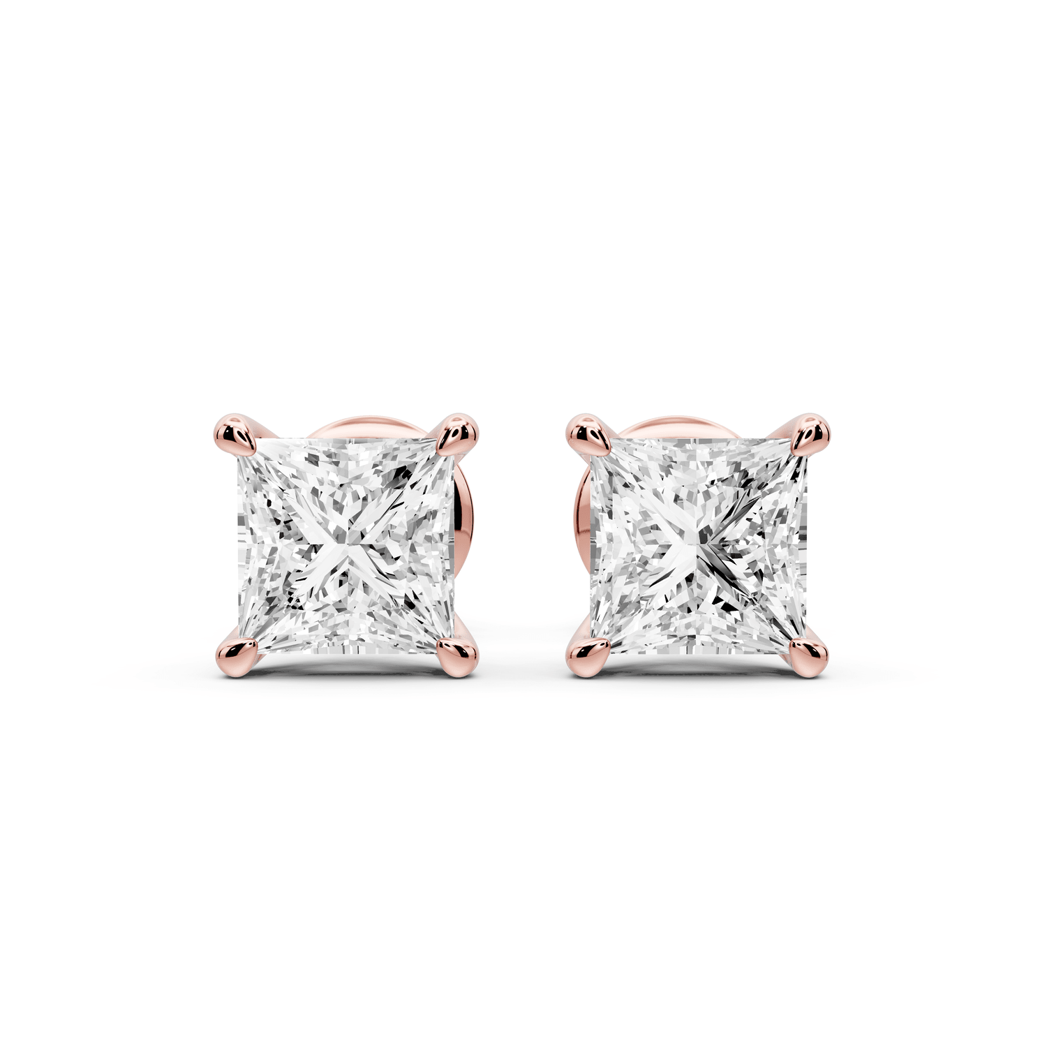 Este - 2ct 14k rose gold Princess - Cut Diamond Stud Earrings - Mr. Alex Jewelry