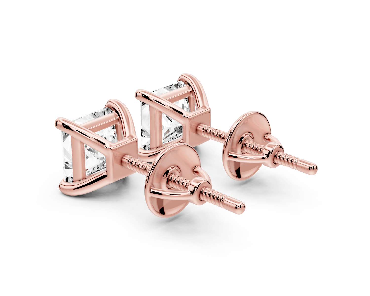 Este - 2ct 14k rose gold Princess - Cut Diamond Stud Earrings - Mr. Alex Jewelry