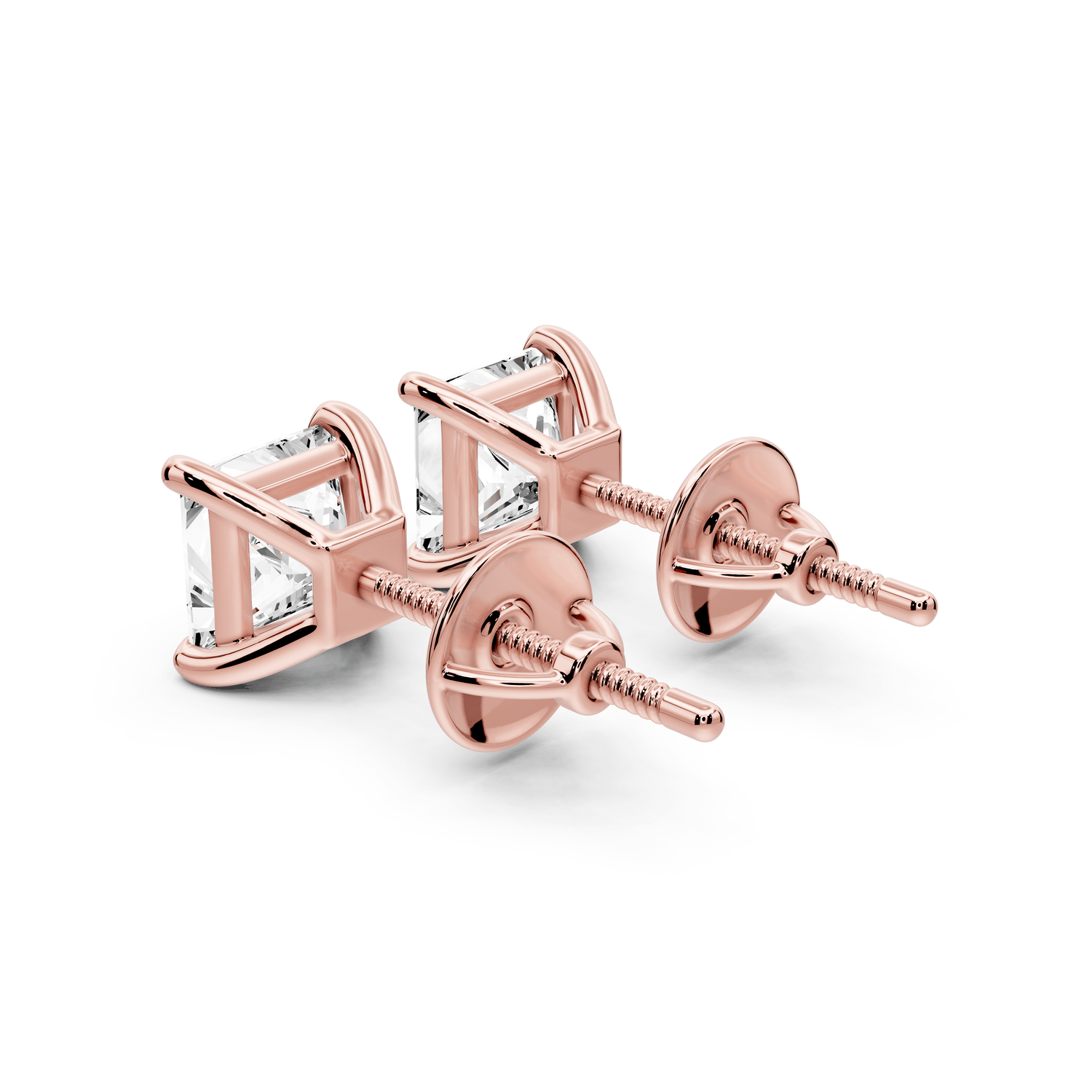 Este - 2ct 14k rose gold Princess - Cut Diamond Stud Earrings - Mr. Alex Jewelry