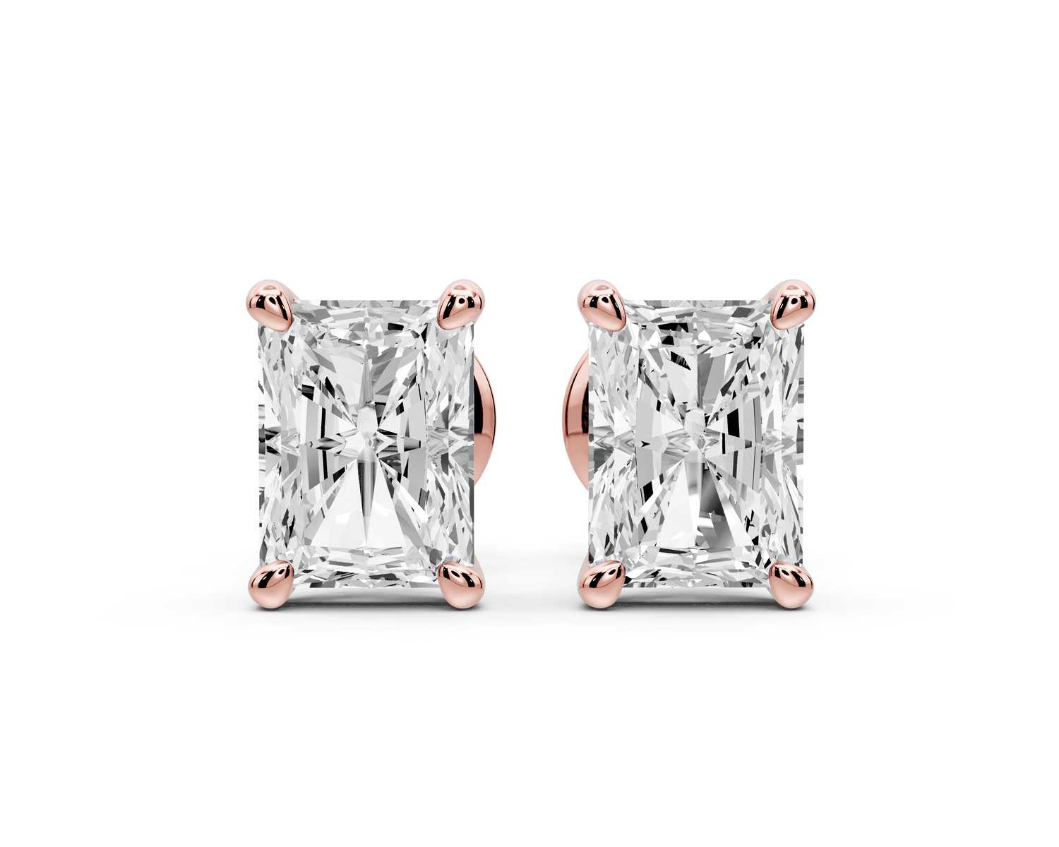 Este - 2ct 14k rose gold Radiant - Cut Diamond Stud Earrings - Mr. Alex Jewelry