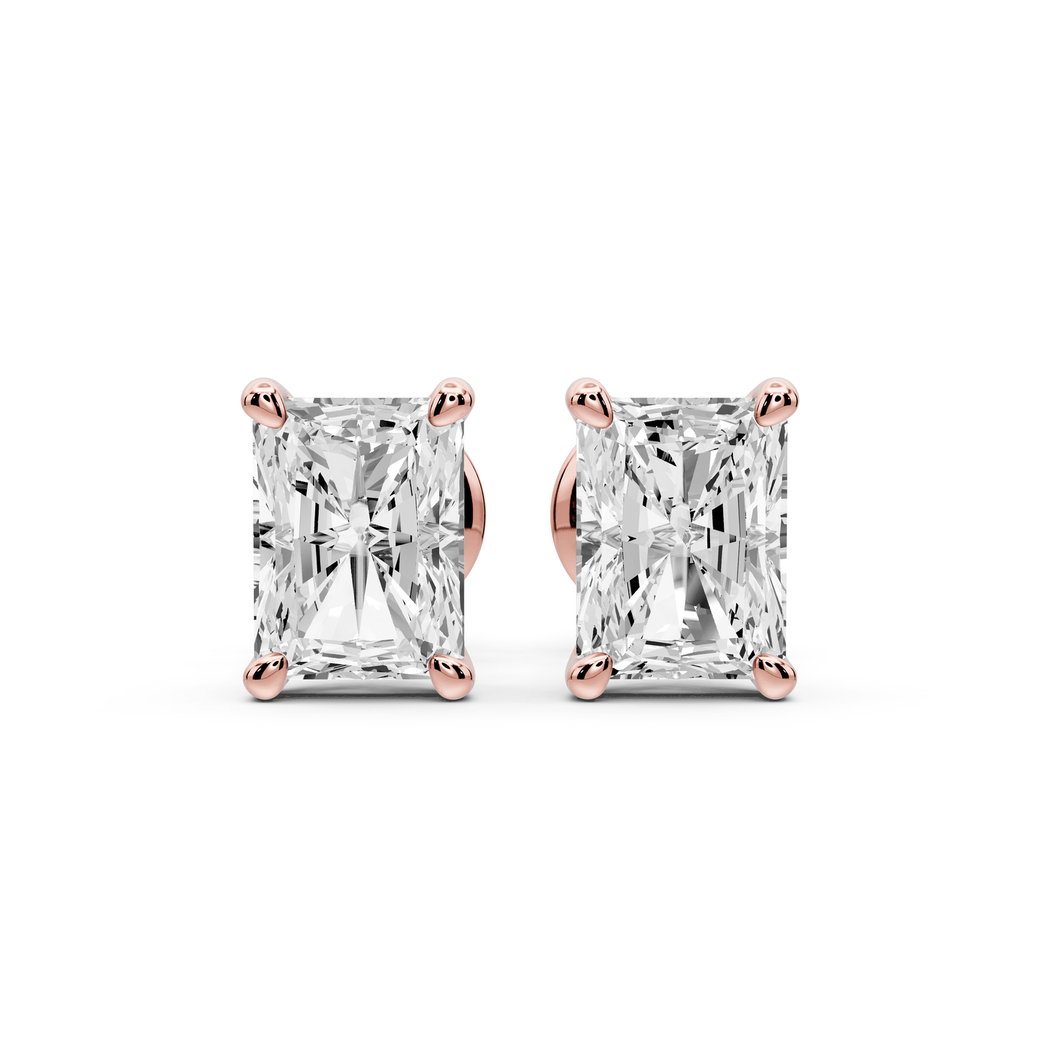 Este - 2ct 14k rose gold Radiant - Cut Diamond Stud Earrings - Mr. Alex Jewelry