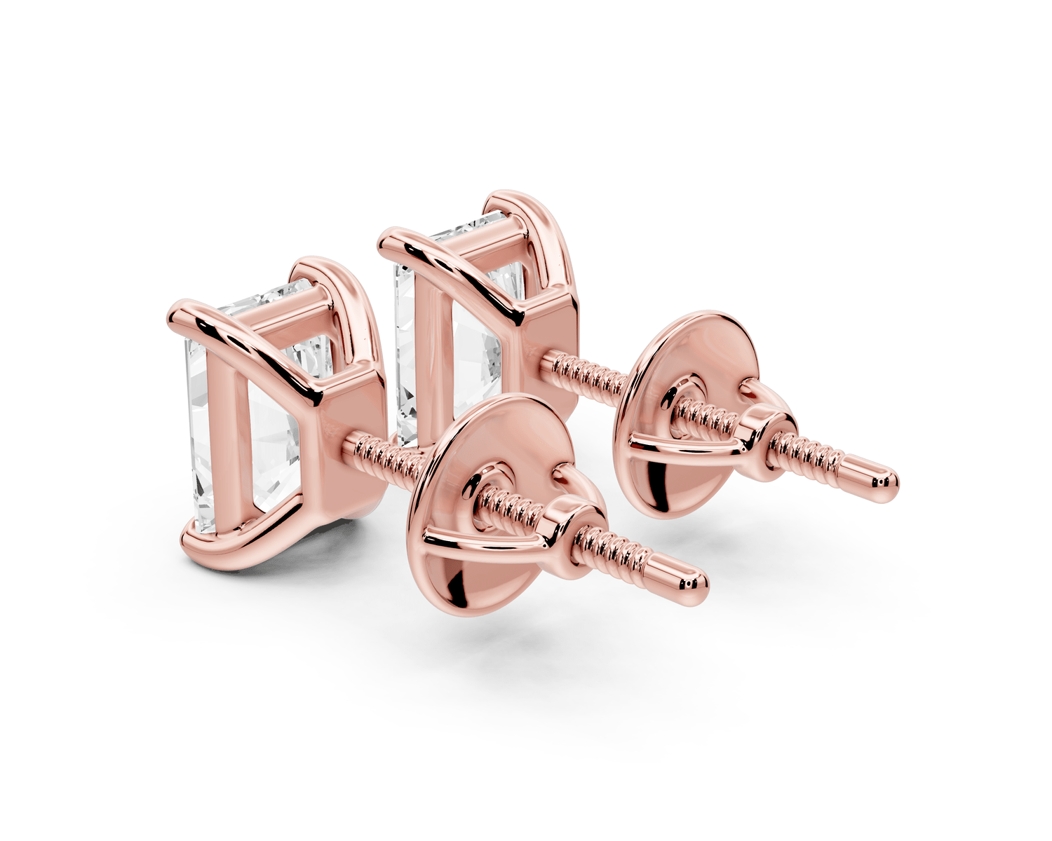 Este - 2ct 14k rose gold Radiant - Cut Diamond Stud Earrings - Mr. Alex Jewelry