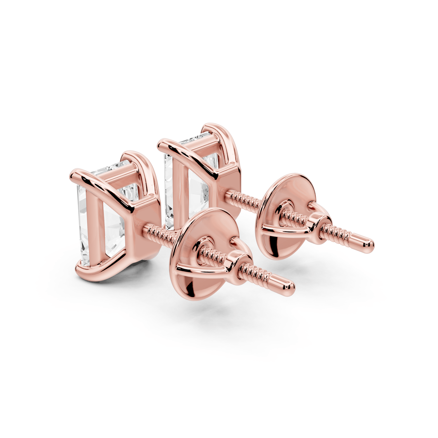 Este - 2ct 14k rose gold Radiant - Cut Diamond Stud Earrings - Mr. Alex Jewelry