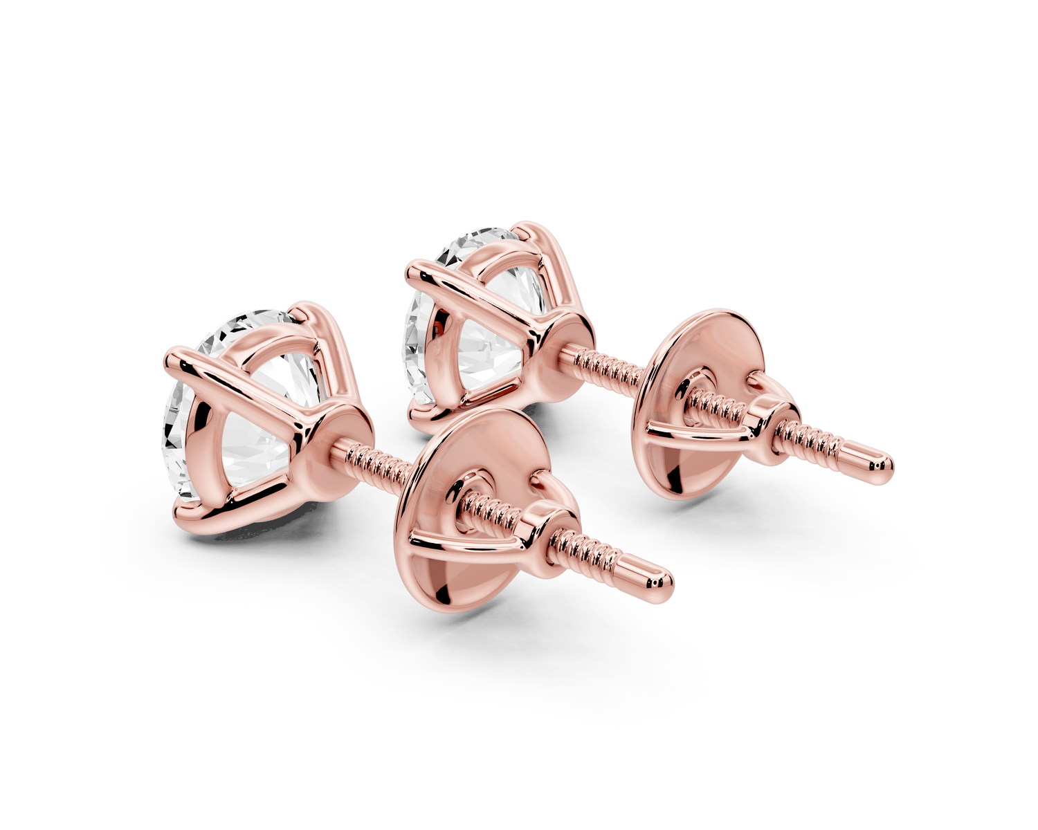 Este - 2ct 14k rose gold Round - Cut Diamond Stud Earrings - Mr. Alex Jewelry