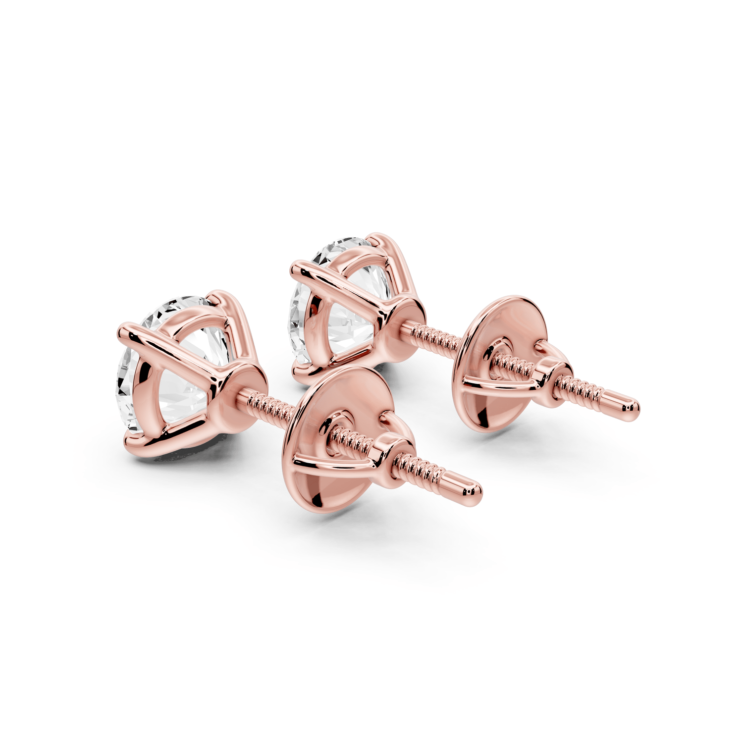Este - 2ct 14k rose gold Round - Cut Diamond Stud Earrings - Mr. Alex Jewelry