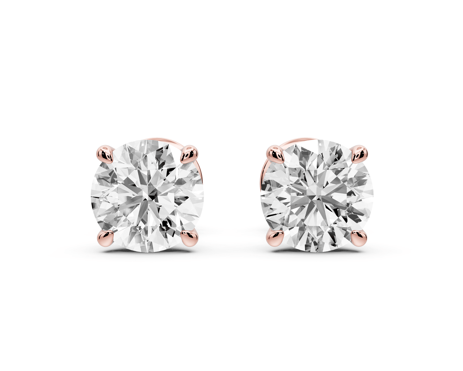 Este - 2ct 14k rose gold Round - Cut Diamond Stud Earrings - Mr. Alex Jewelry