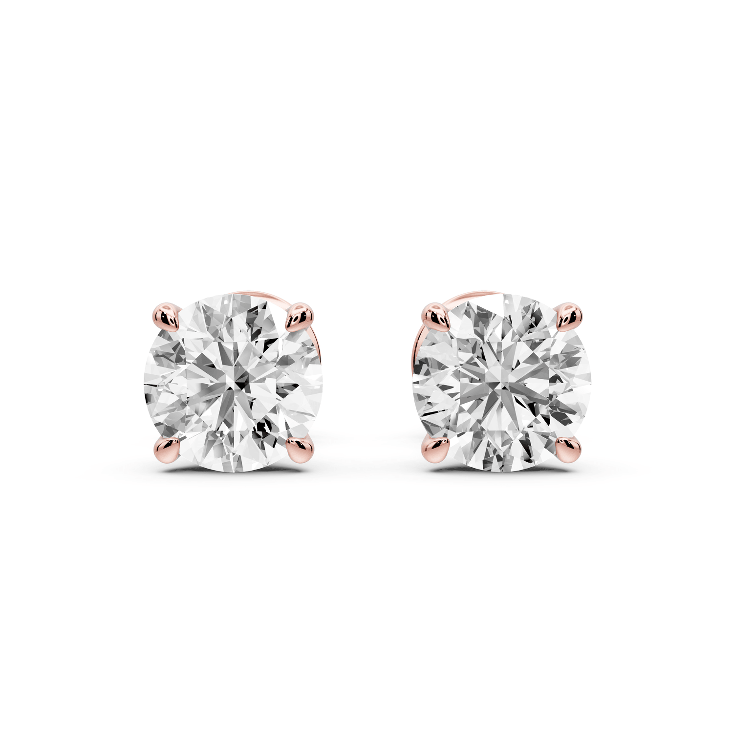 Este - 2ct 14k rose gold Round - Cut Diamond Stud Earrings - Mr. Alex Jewelry