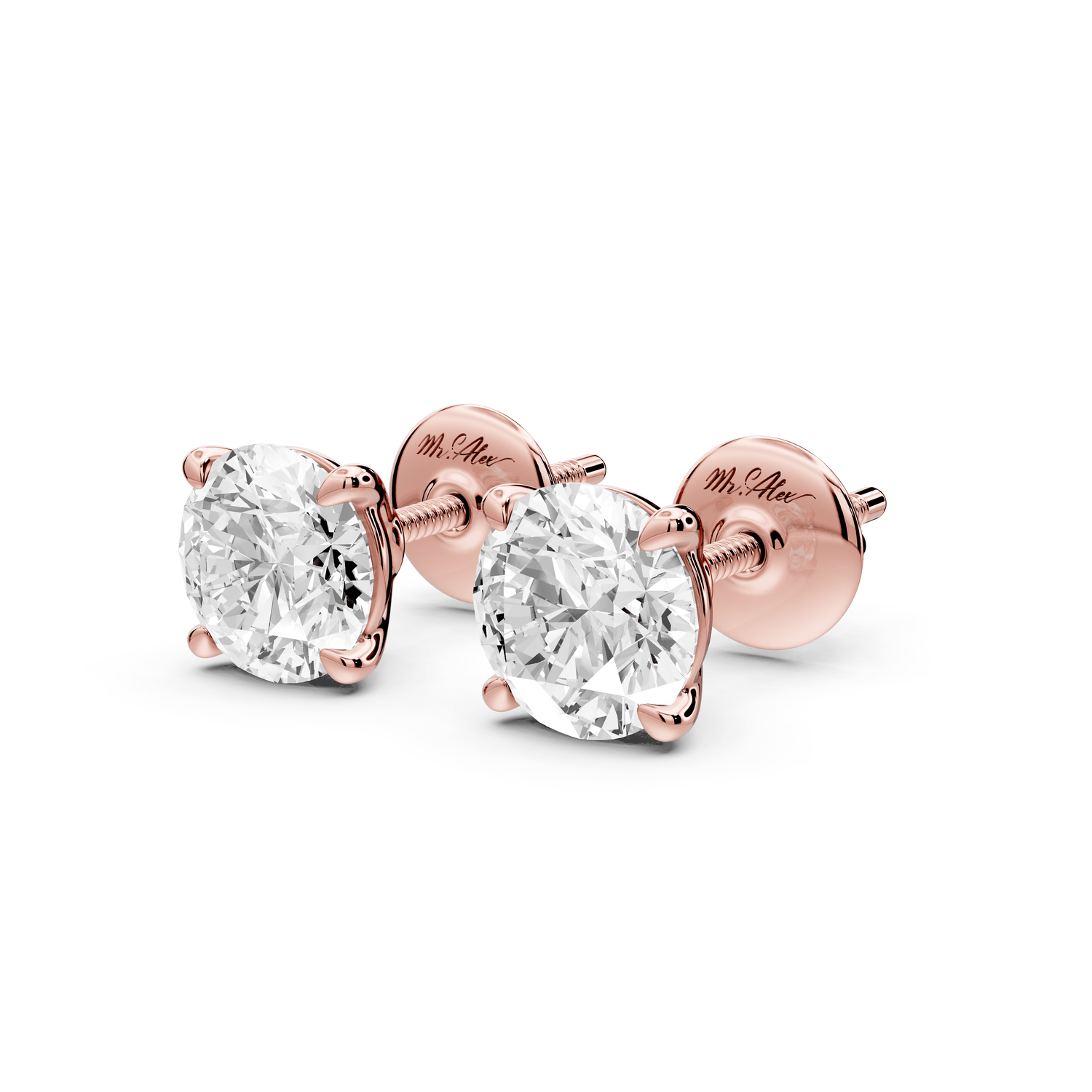 Este - 2ct 14k rose gold Round - Cut Diamond Stud Earrings - Mr. Alex Jewelry