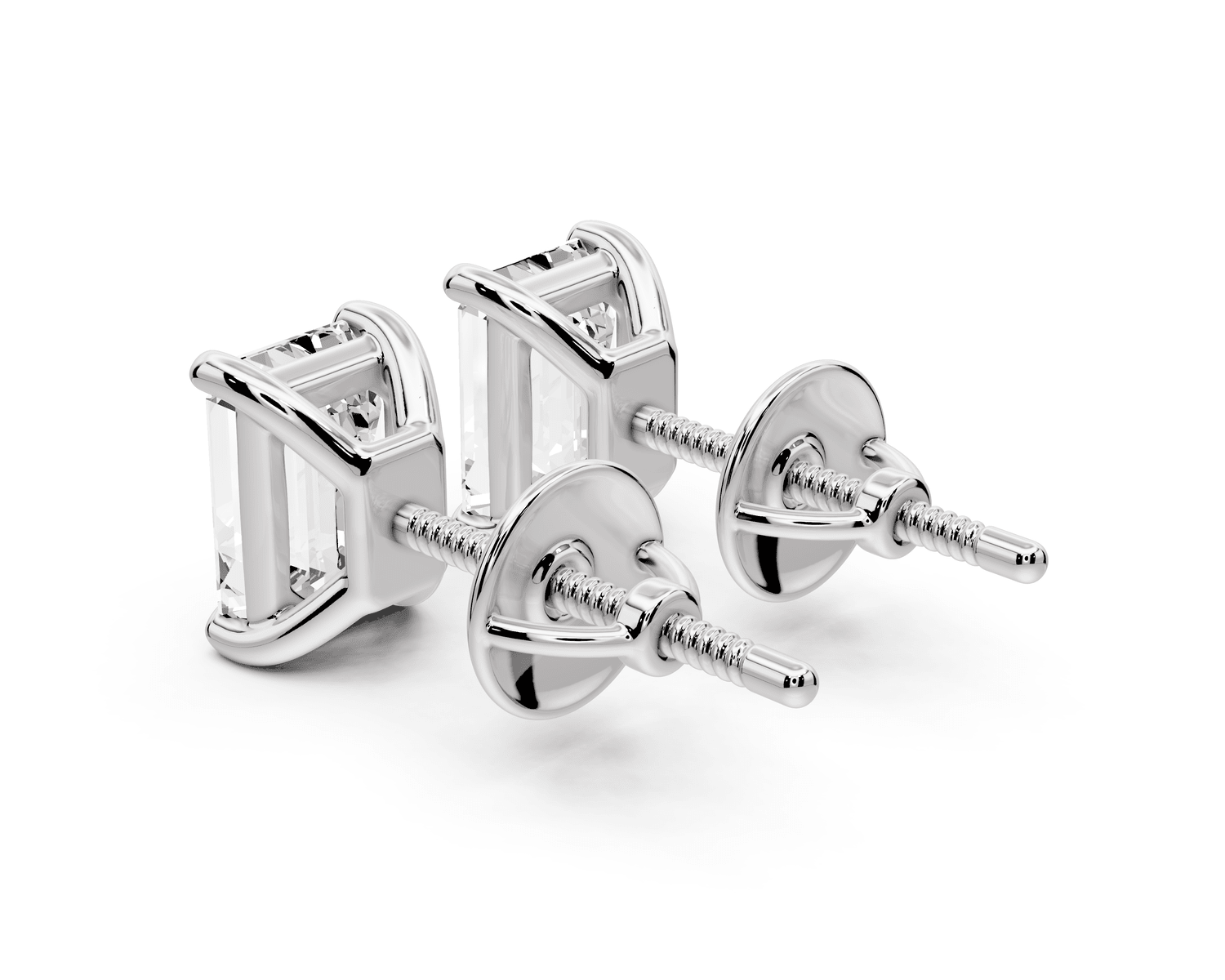 Este - 2ct 14k white gold Emerald - Cut Diamond Stud Earrings - Mr. Alex Jewelry