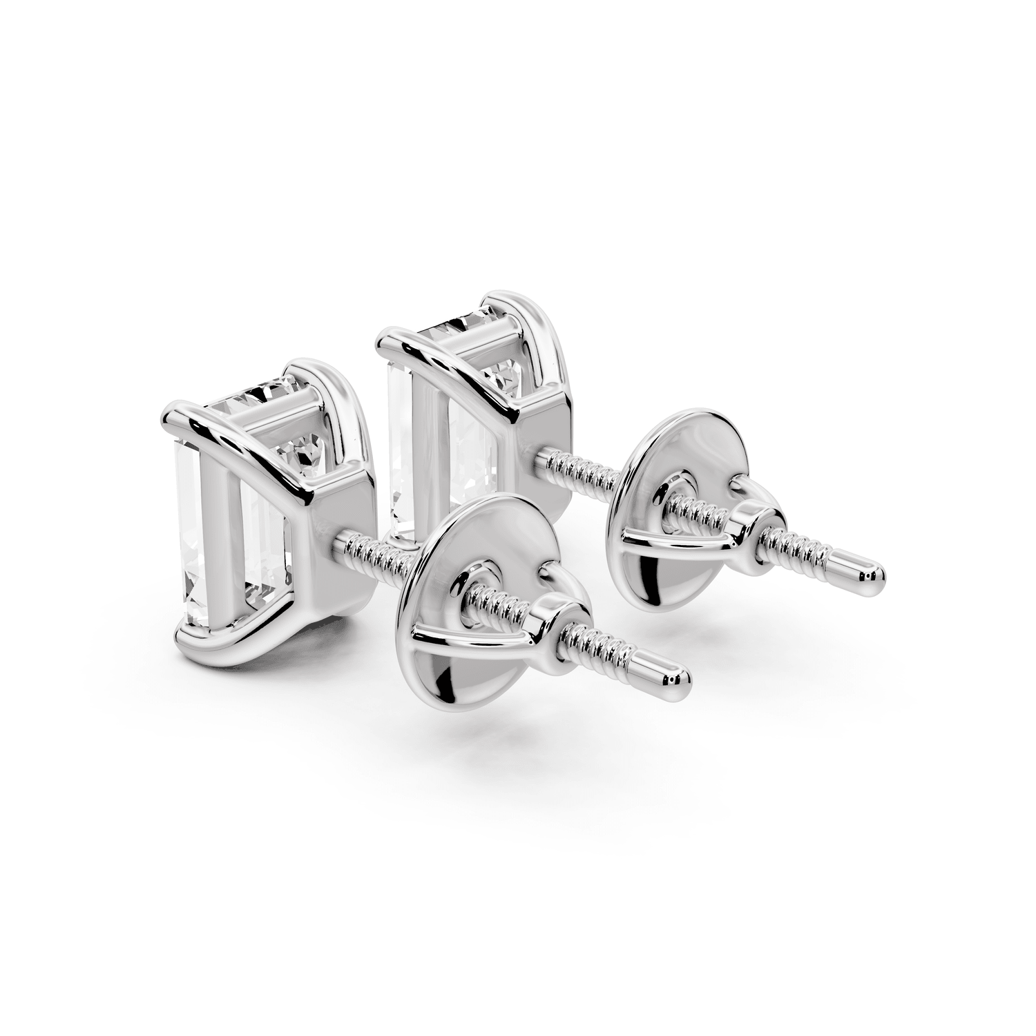 Este - 2ct 14k white gold Emerald - Cut Diamond Stud Earrings - Mr. Alex Jewelry