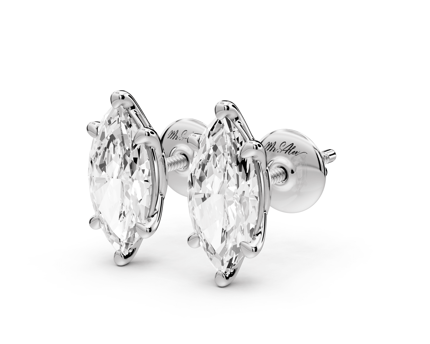 Este - 2ct 14k white gold Marquise - Cut Diamond Stud Earrings - Mr. Alex Jewelry