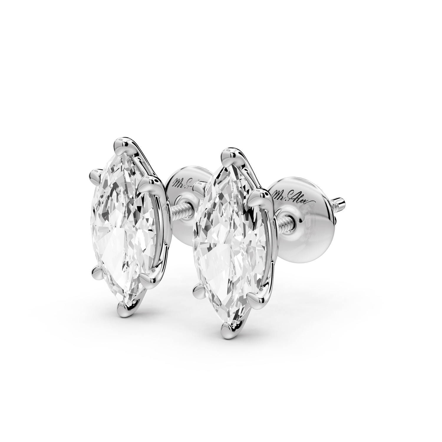 Este - 2ct 14k white gold Marquise - Cut Diamond Stud Earrings - Mr. Alex Jewelry