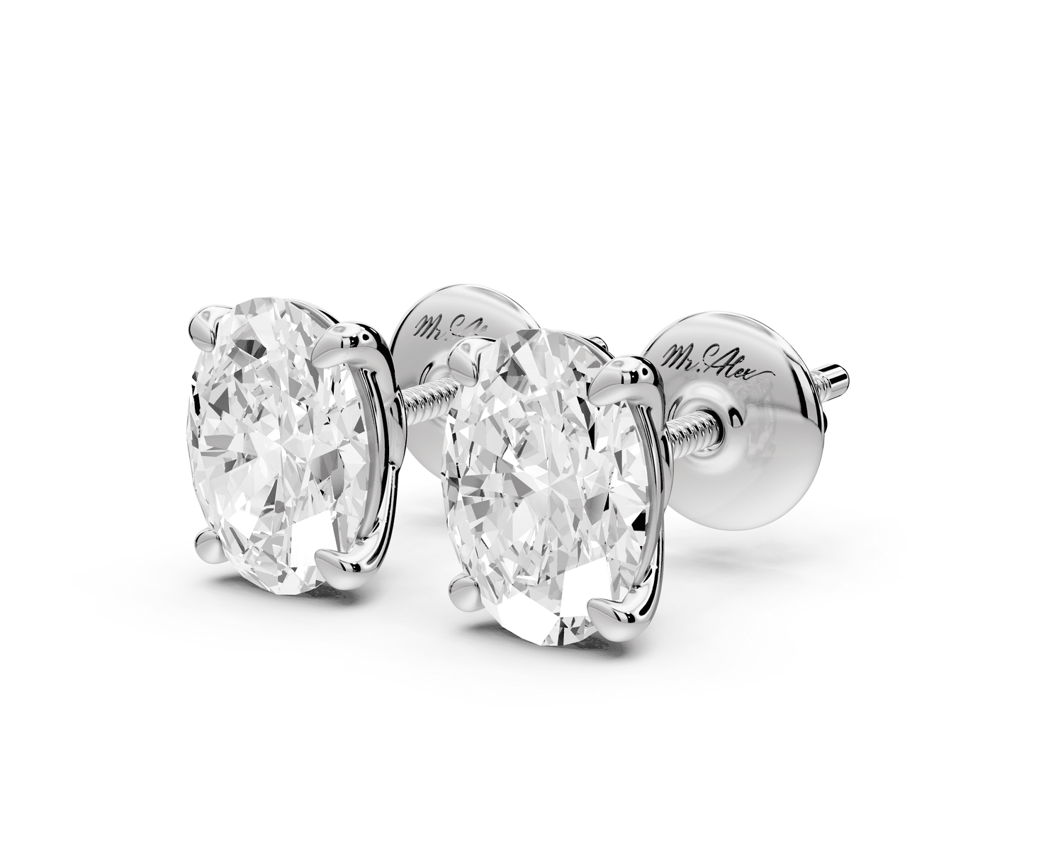 Este - 2ct 14k white gold Oval - Cut Diamond Stud Earrings - Mr. Alex Jewelry