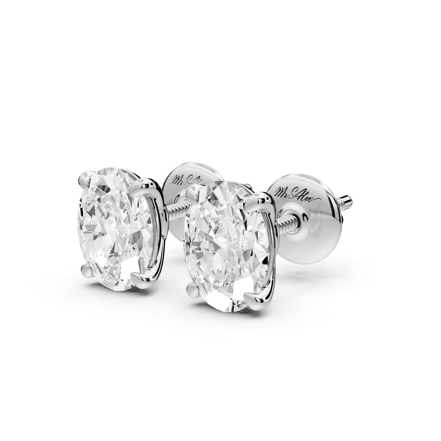 Este - 2ct 14k white gold Oval - Cut Diamond Stud Earrings - Mr. Alex Jewelry