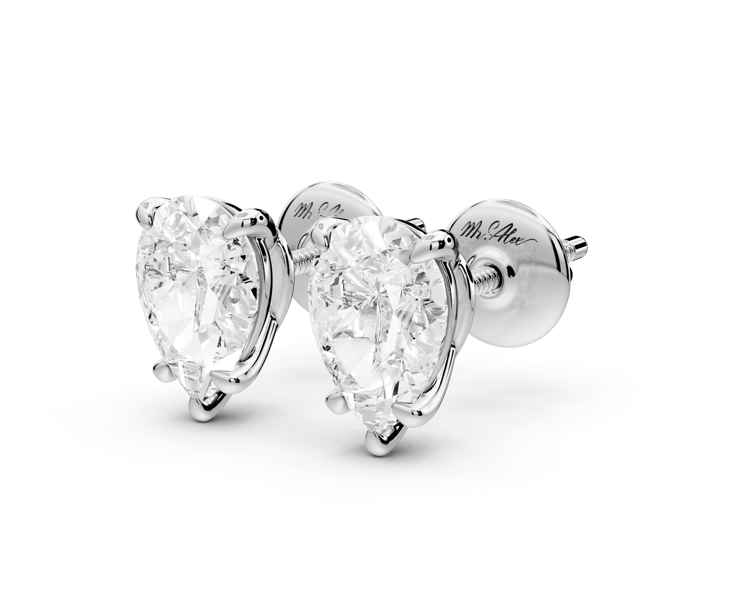 Este - 2ct 14k white gold Pear - Cut Diamond Stud Earrings - Mr. Alex Jewelry