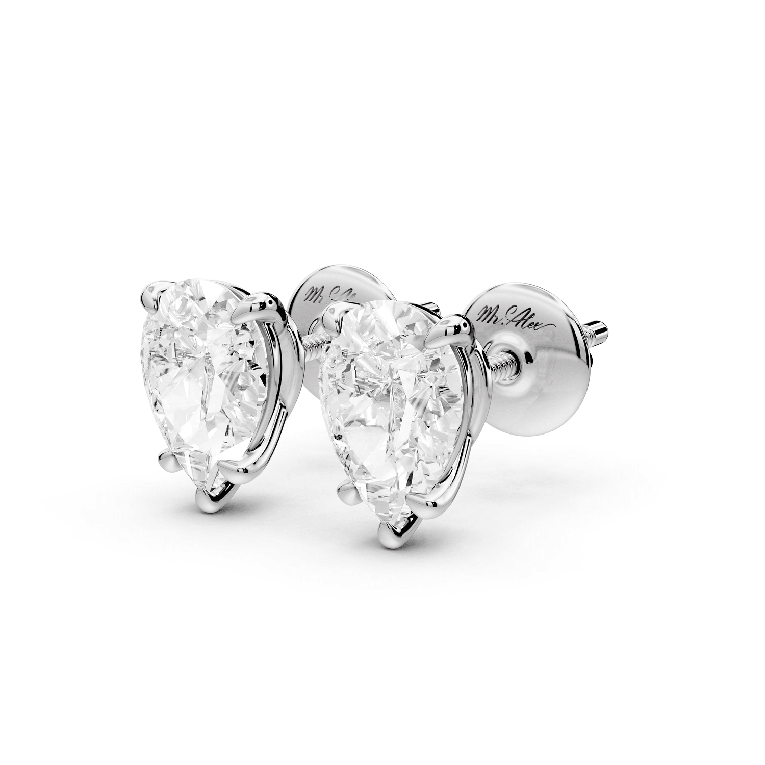 Este - 2ct 14k white gold Pear - Cut Diamond Stud Earrings - Mr. Alex Jewelry