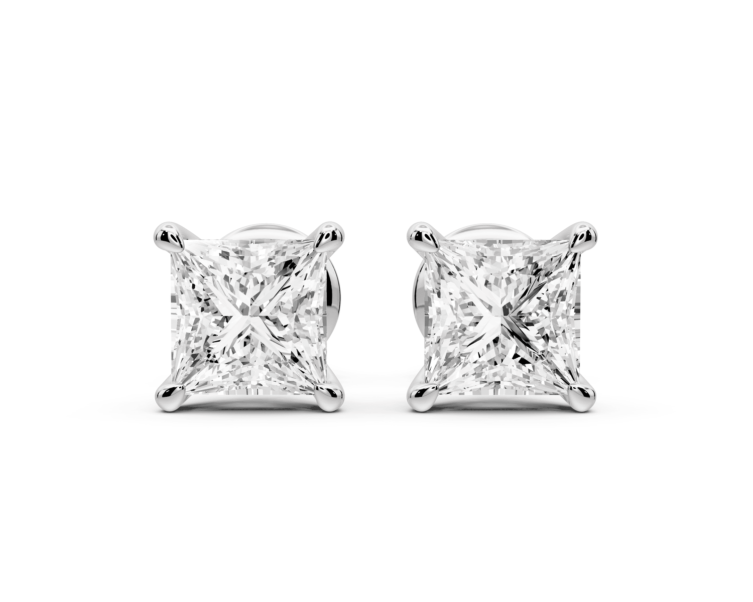Este - 2ct 14k white gold Princess - Cut Diamond Stud Earrings - Mr. Alex Jewelry
