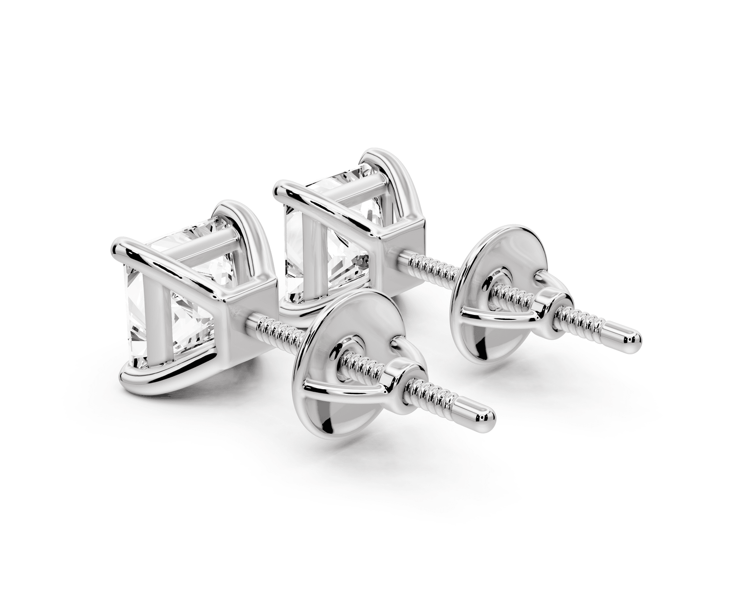 Este - 2ct 14k white gold Princess - Cut Diamond Stud Earrings - Mr. Alex Jewelry