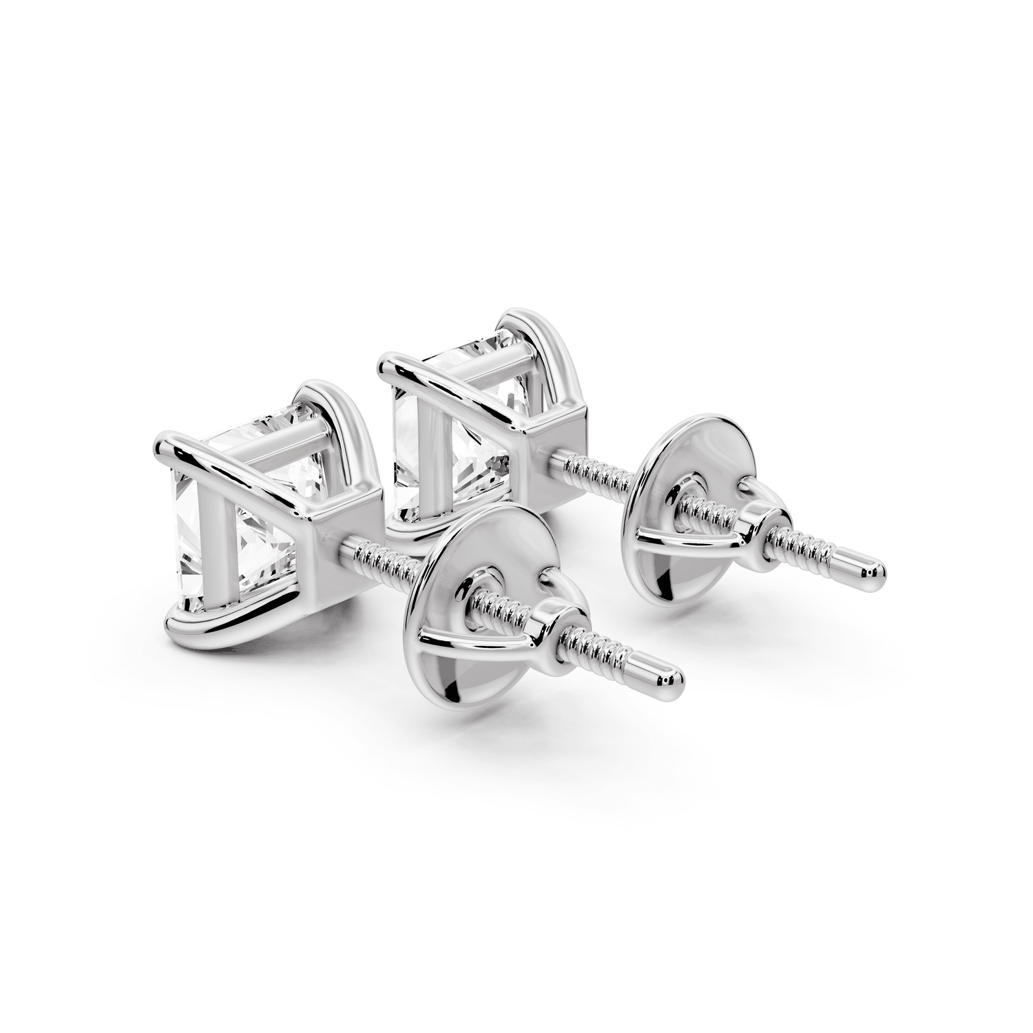 Este - 2ct 14k white gold Princess - Cut Diamond Stud Earrings - Mr. Alex Jewelry