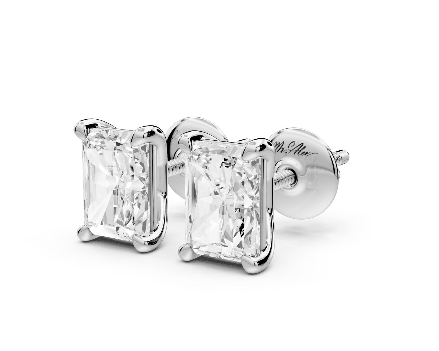 Este - 2ct 14k white gold Radiant - Cut Diamond Stud Earrings - Mr. Alex Jewelry