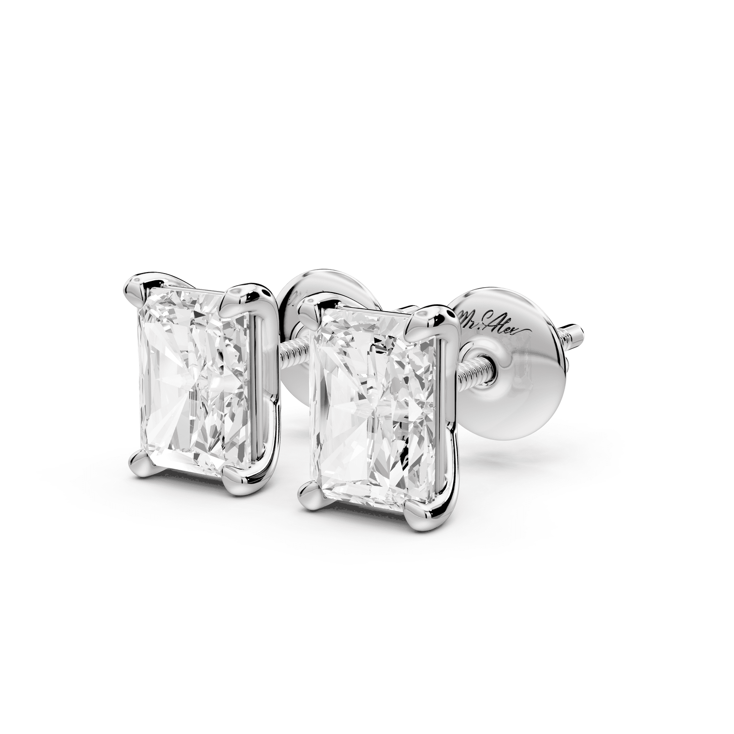 Este - 2ct 14k white gold Radiant - Cut Diamond Stud Earrings - Mr. Alex Jewelry