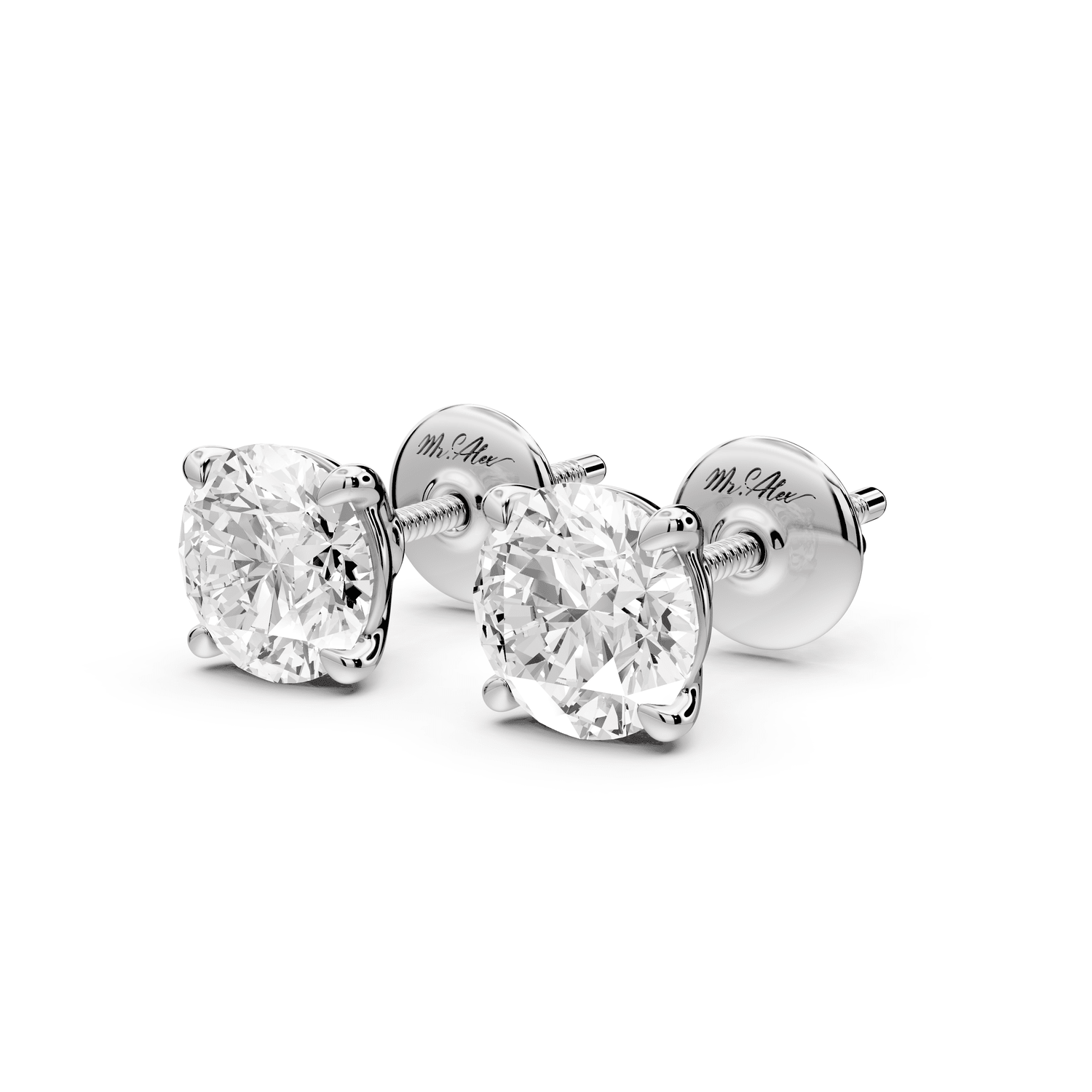 Este - 2ct 14k white gold Round - Cut Diamond Stud Earrings - Mr. Alex Jewelry