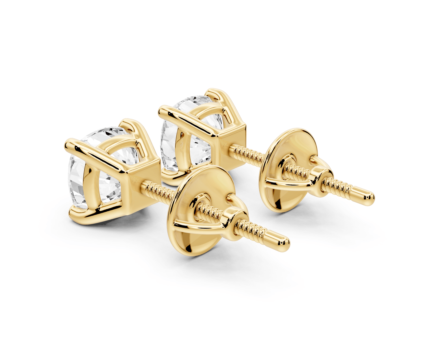 Este - 2ct 14k yellow gold Cushion - Cut Diamond Stud Earrings - Mr. Alex Jewelry